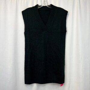 NWT Mundefeis Womens Black Sleeveless V-Neck Knit Pullover Sweater Small New